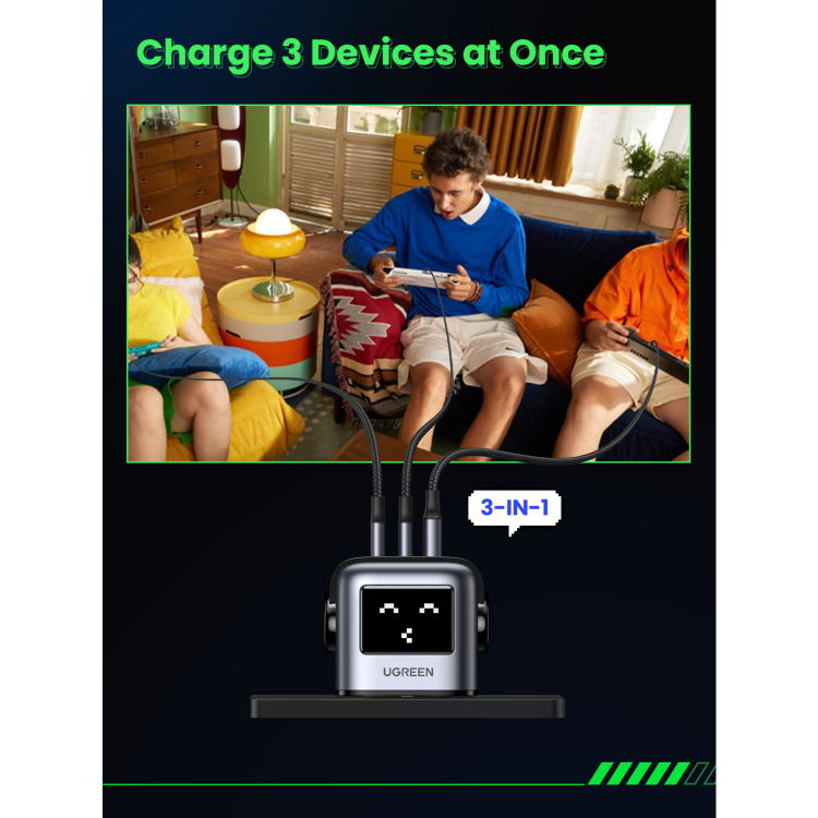 UGREEN Uno 65W 3-Port GaN Charger - Black