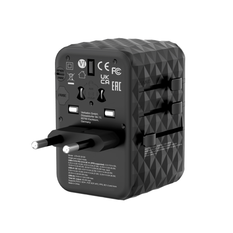 Verbatim UTA-05 GaN III 65W Universal Travel Adapter