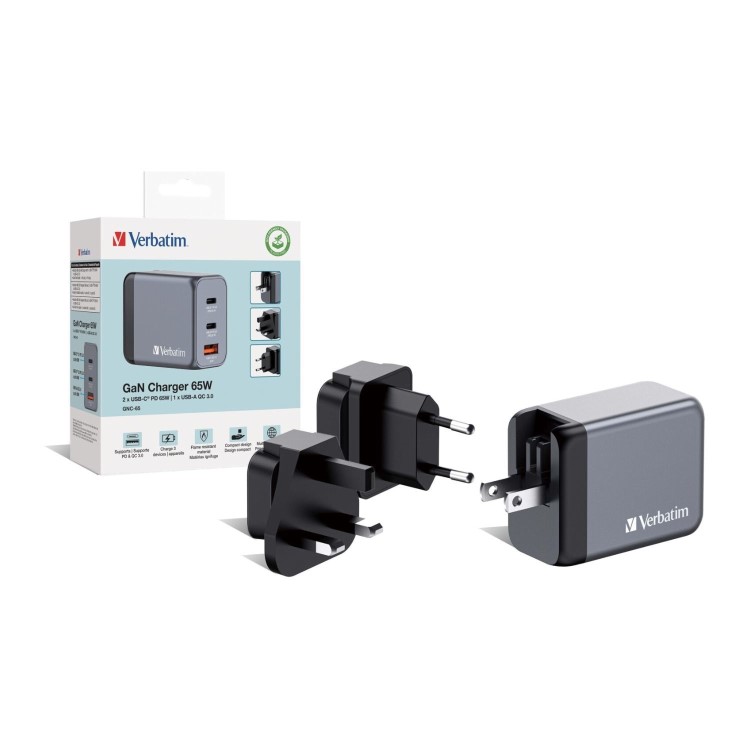 Verbatim 3-Port GaN 65W Laptop Charger