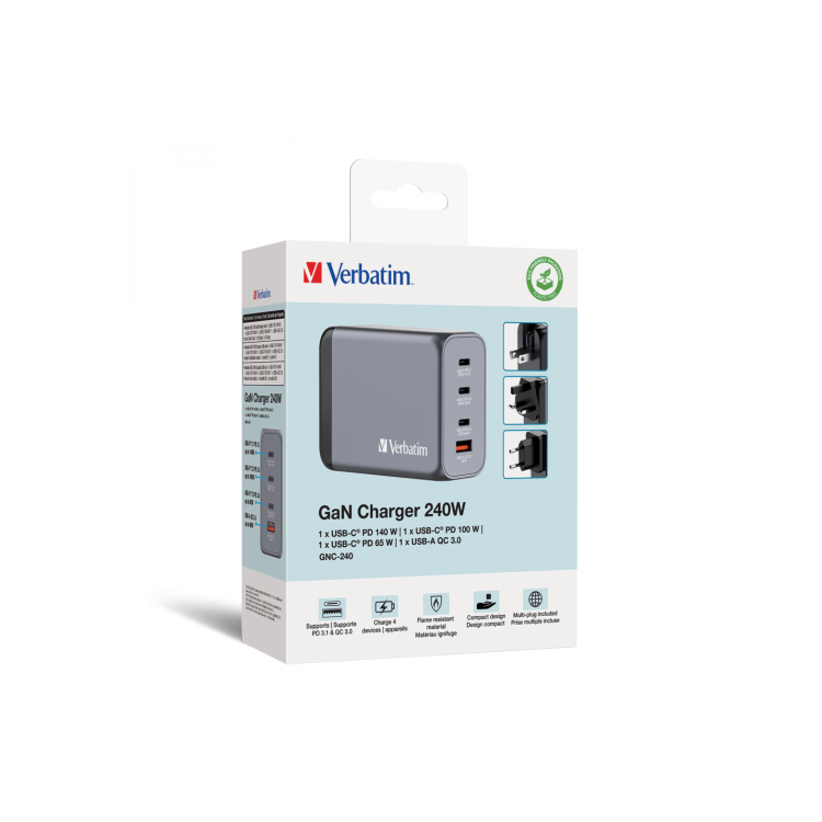 Verbatim 240W 4-Port GaN Wall Charger