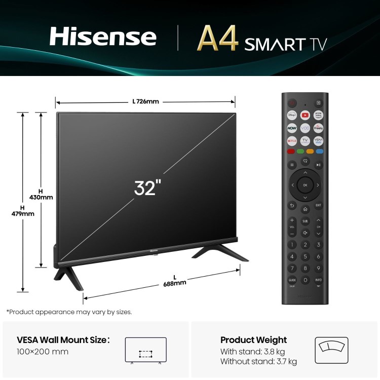 Hisense A4QTUK 32 inch Smart FHD LED TV