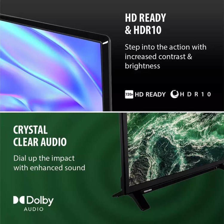 Toshiba 32WV2553DB 32" HD Ready Smart LED TV with HDR10 Dolby Audio & Freely TV