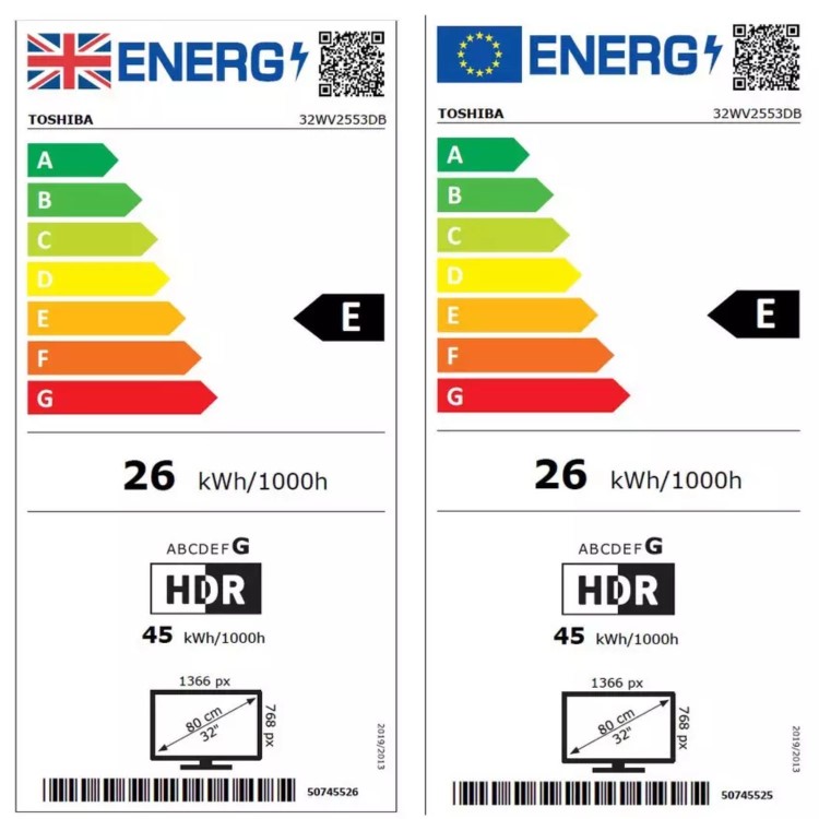 Toshiba 32WV2553DB 32" HD Ready Smart LED TV with HDR10 Dolby Audio & Freely TV