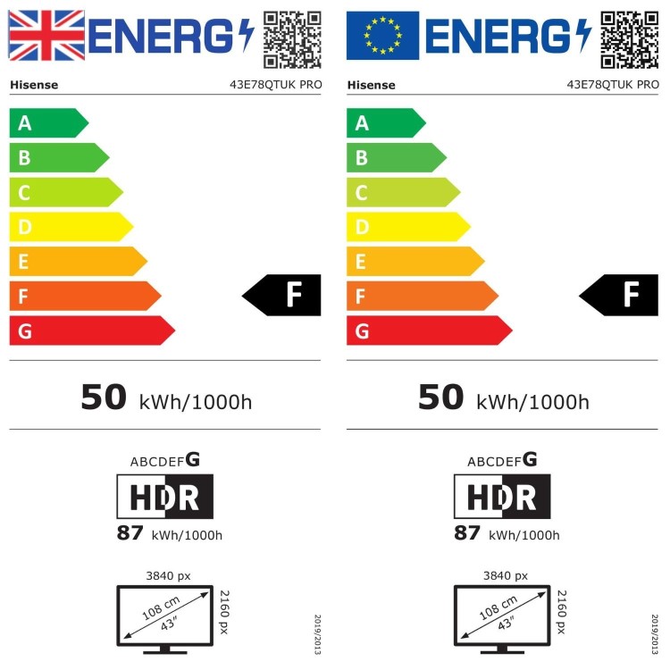 Hisense E78QTUK PRO 43 inch Smart 4K Ultra HD QLED TV