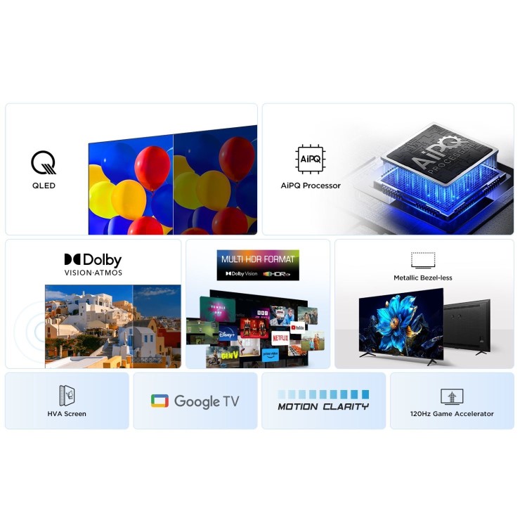 TCL 43P7K-UK 43-Inch QLED 4K HDR Smart TV  Dolby Vision HDR10+ & Google TV