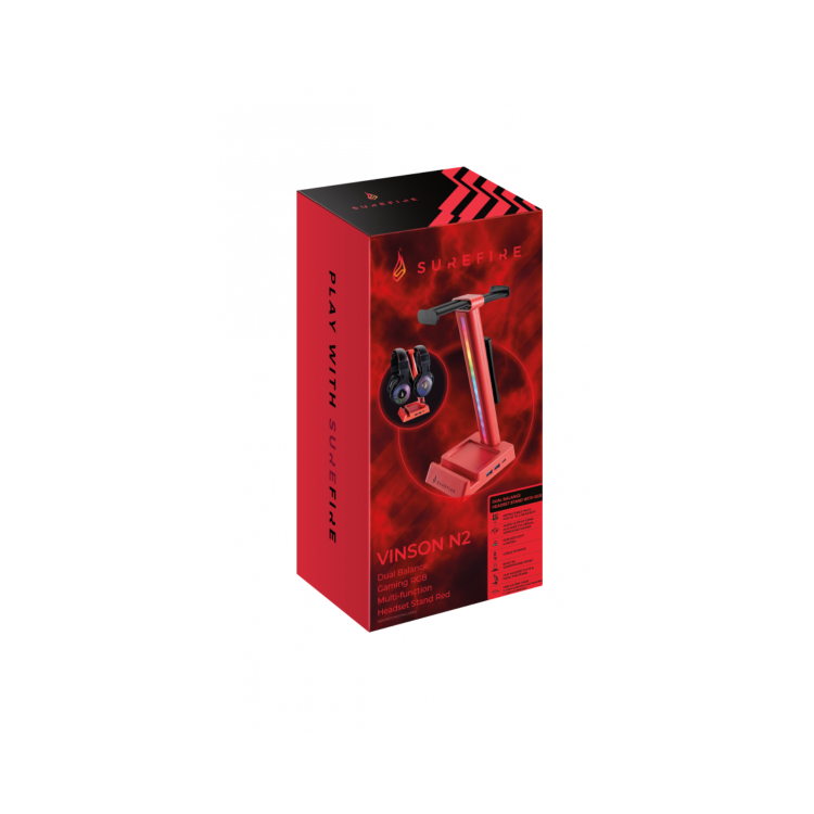 SureFire Vinson N2 Dual Balance Multi-function RGB Gaming Headset Stand Red