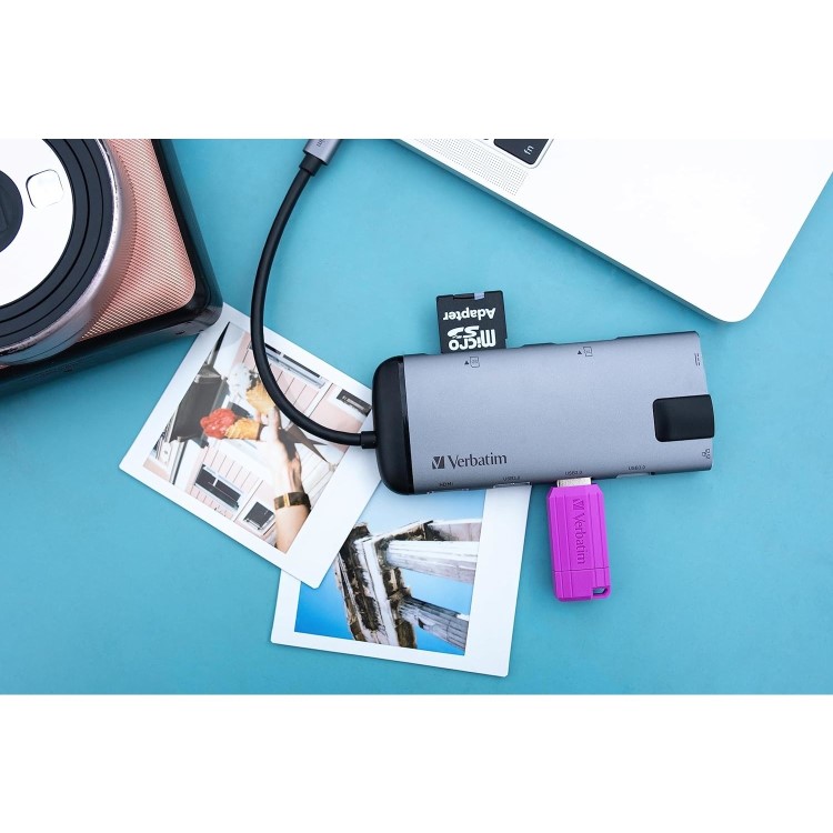 Verbatim USB-C Multiport Hub with USB 3.1 Gen 1 USB 3.0 HDMI SDHC MICROSDHC RJ45