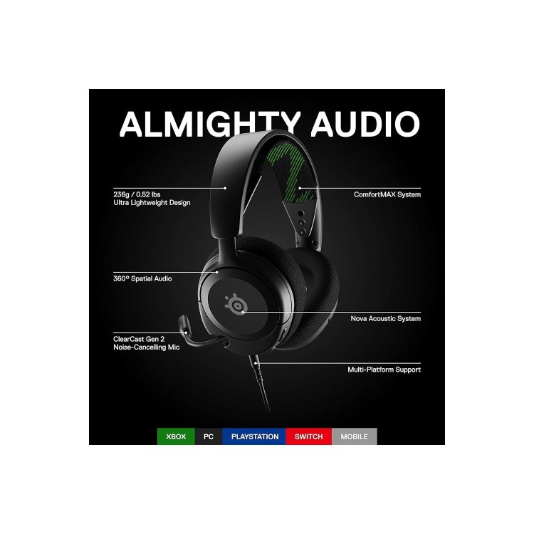 SteelSeries Arctis Nova 1X 7.1 Gaming Headset - Black & Green