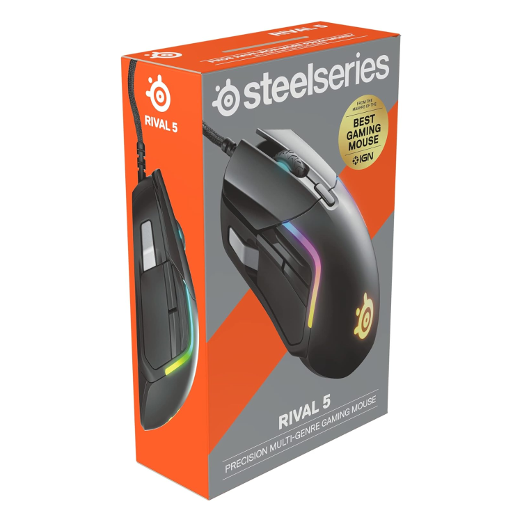 SteelSeries Rival 5 RGB Wired Optical Gaming Mouse Black