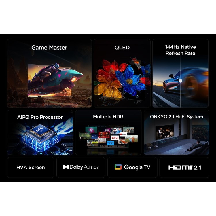 TCL 65T8C-UK 65" QLED 4K Ultra HD HDR Smart Google TV with Dolby Vision Atmos & Game Master Pro