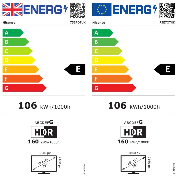Hisense E7QTUK 75 inch Smart 4K Ultra HD QLED TV