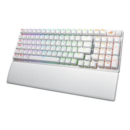 ASUS ROG Strix Scope II 96 Wireless Gaming Keyboard White, Tri-Mode Connection, Dampening Foam & Switch-Dampening Pads, Hot-Swappable Pre-lubed ROG NX Snow Switches, PBT Keycaps, RGB-White, UK Layout