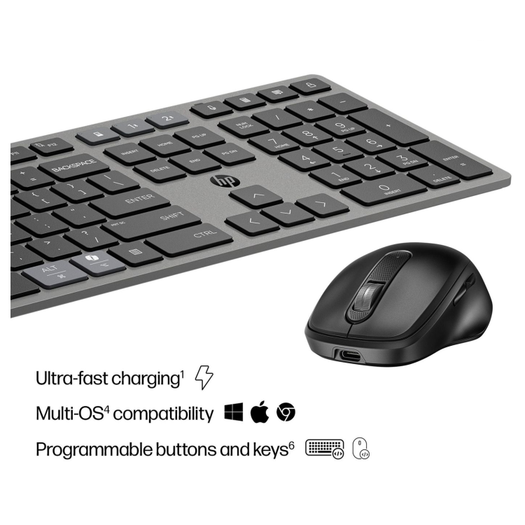 HP 725 Multi-Device Rechargeable Wireless Keyboard and Mouse Combo