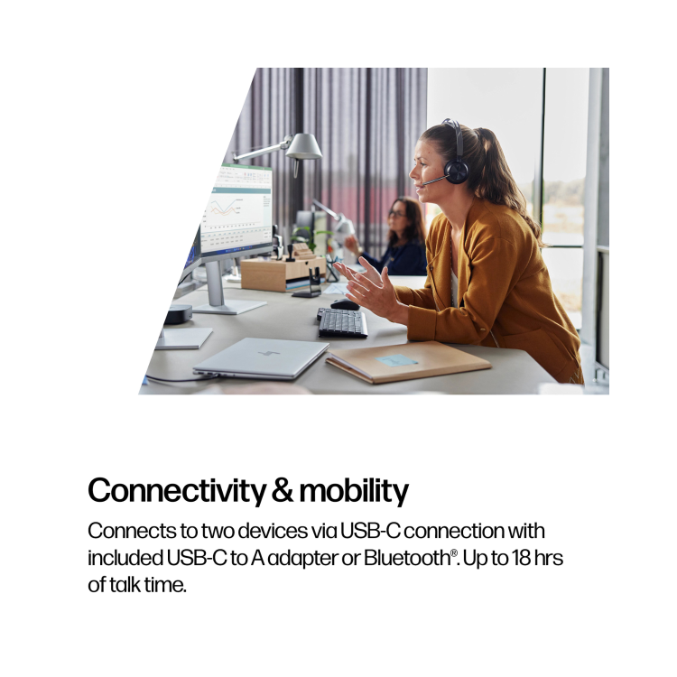 HP Poly Voyager Focus 2 On Ear Bluetooth Wireless Headset with Charging Stand