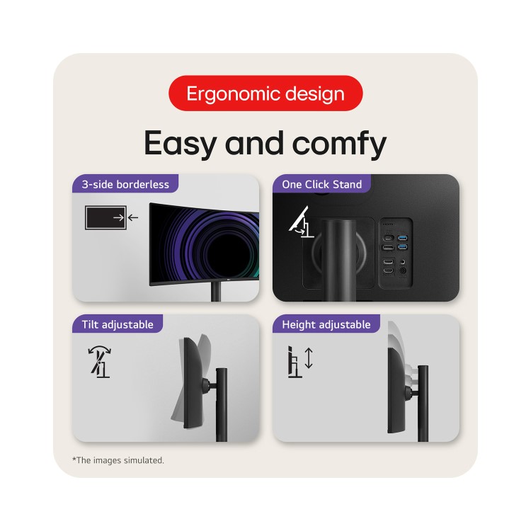 LG UltraWide 34WR55QK 34" VA WQHD 100Hz USB-C Curved Monitor 