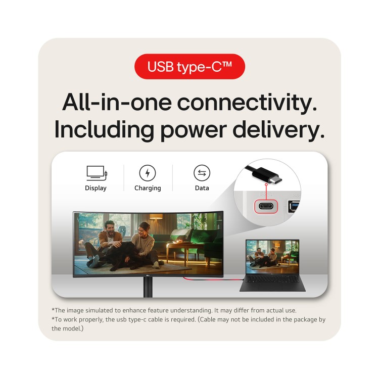 LG UltraWide 34WR55QK 34" VA WQHD 100Hz USB-C Curved Monitor 