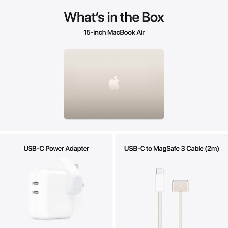 Apple MacBook Air 15 Inch M4 16GB RAM 256GB SSD 2025 - Starlight