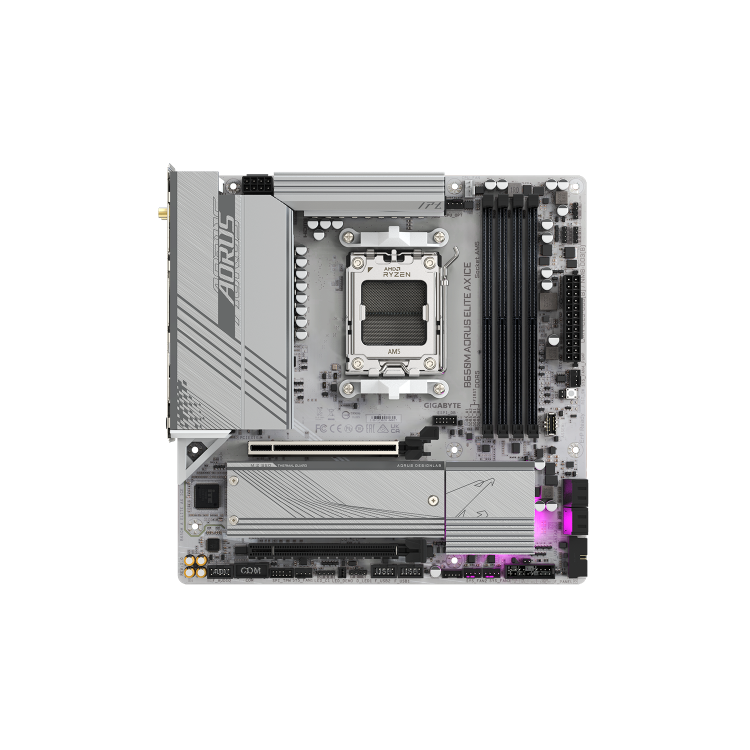 Gigabyte B650M AORUS ELITE AX ICE AMD AM5 DDR5 Micro ATX Wi-Fi Motherboard