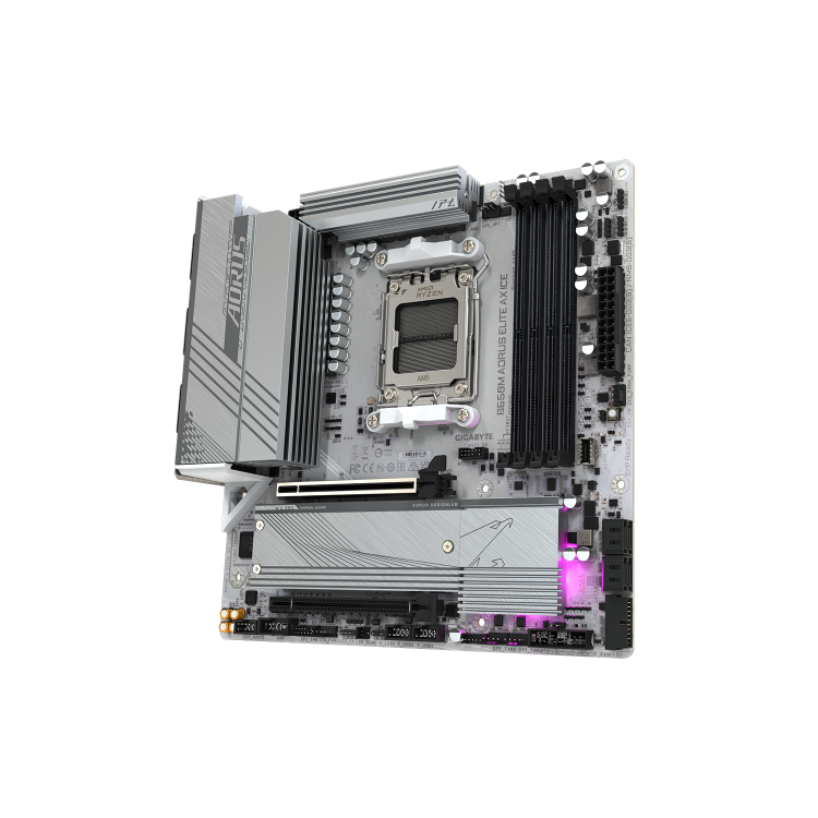 Gigabyte B650M AORUS ELITE AX ICE AMD AM5 DDR5 Micro ATX Wi-Fi Motherboard
