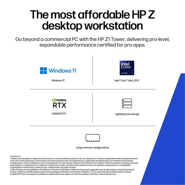 HP Z1 Tower G1i Intel Core Ultra 9 285 32GB RAM 1TB SSD Windows 11 Pro Workstation PC