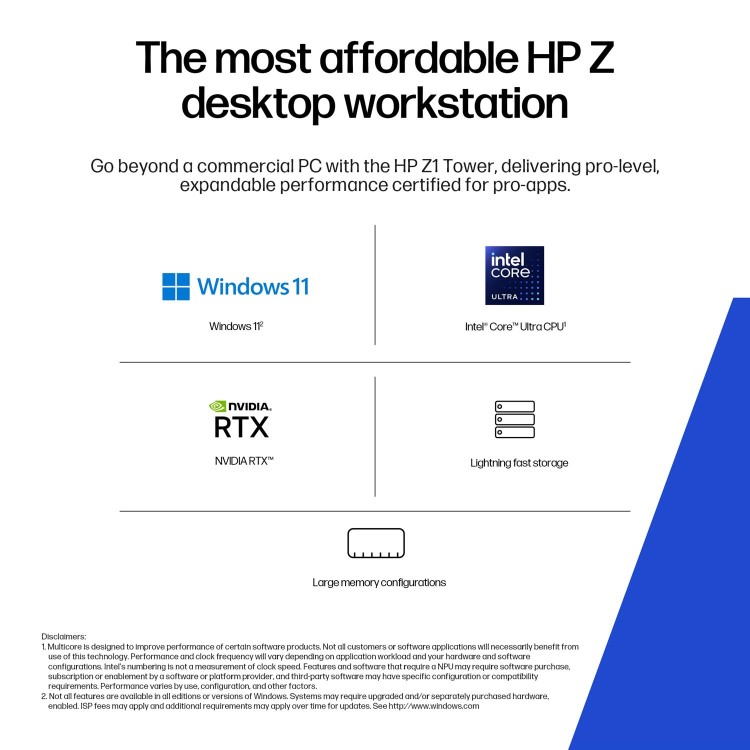 HP Z1 Tower G1i Intel Core Ultra 9 285 32GB RAM 1TB SSD RTX 5060 Ti Windows 11 Pro Workstation PC
