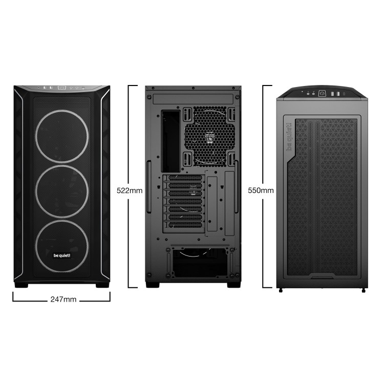 Be Quiet Shadow Base 800 FX BGW63 Airflow Optimized Mid Tower Case Aluminum Black Chassis