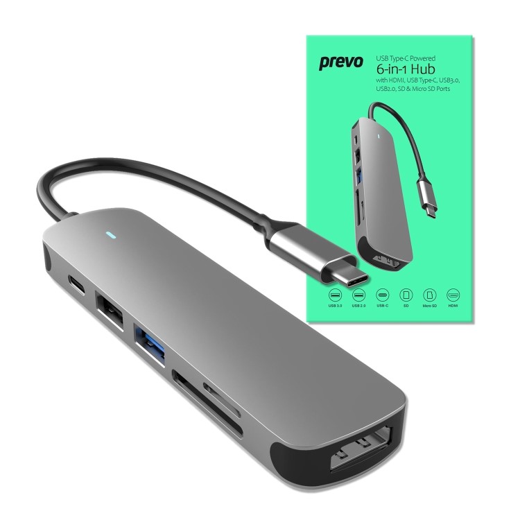 Prevo C605A USB Type-C 6-In-1 Hub Docking Station