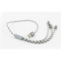 LapCabby 3in1 Grounded Lightning Cables USB-A to USB-C/Apple Lightning/Micro USB 5 Pack