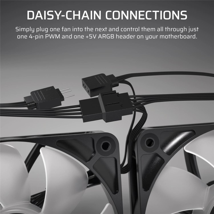 120MM FAN - CORSAIR RS120 RS ARGB PWM DAISY CHAIN 4 PIN, TRIPLE PACK, BLACK