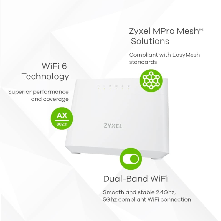 Zyxel DX3301-T0 AX1800 Dual-Band Wireless VDSL2 Router