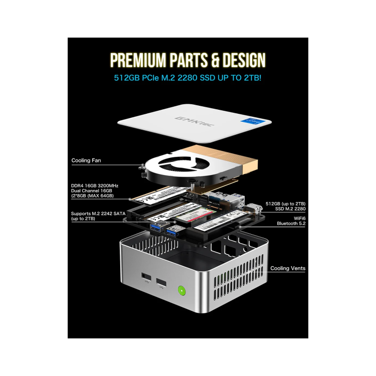 GMKTec NucBox M3 Intel Core i5-12450H 16GB RAM 512GB SSD Windows 11 Pro Mini PC