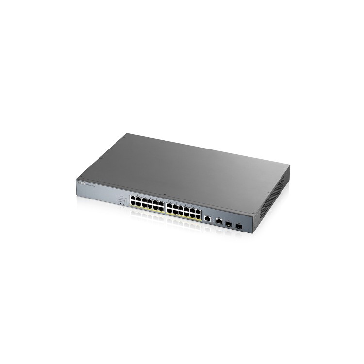 Zyxel GS1350-26HP NebulaFlex Pro 24-Port Smart Managed PoE+ Switch Bundle with NWA90AX WiFi 6 Dual-Radio PoE WAP White