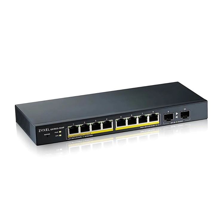 Zyxel GS1900-10HP 8-Port Manageable Ethernet Rack-Mountable Switch
