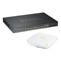 Zyxel GS1920-24HPv2 24-Port Smart Managed PoE+ Switch Bundle with NWA90AX WiFi 6 Dual-Radio PoE WAP White