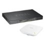 Zyxel GS1920-24HPv2 24-Port Smart Managed PoE+ Switch Bundle with NWA90AX WiFi 6 Dual-Radio PoE WAP White