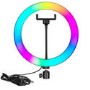 electriQ 10" RGB LED Ring Light with Floor Stand and Remote - electriQ