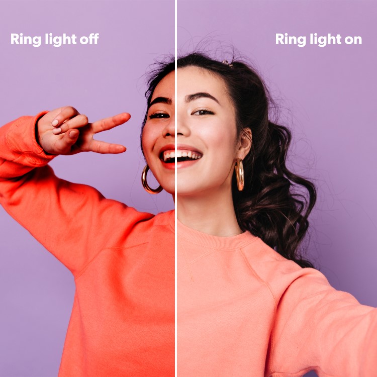 electriQ 10" RGB LED Ring Light with Floor Stand and Remote - electriQ