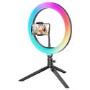 electriQ 10" RGB LED Ring Light with Tripod Stand Phone Holder and Remote - electriQ