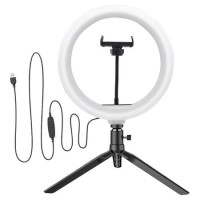 electriQ 10" LED Ring Light with Tripod Stand Phone Holder and Remote - electriQ