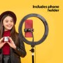electriQ 10" LED Ring Light with Tripod Stand Phone Holder and Remote - electriQ