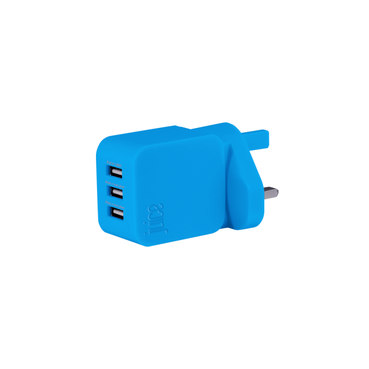 Triple juice USB Mains Charger - Blue