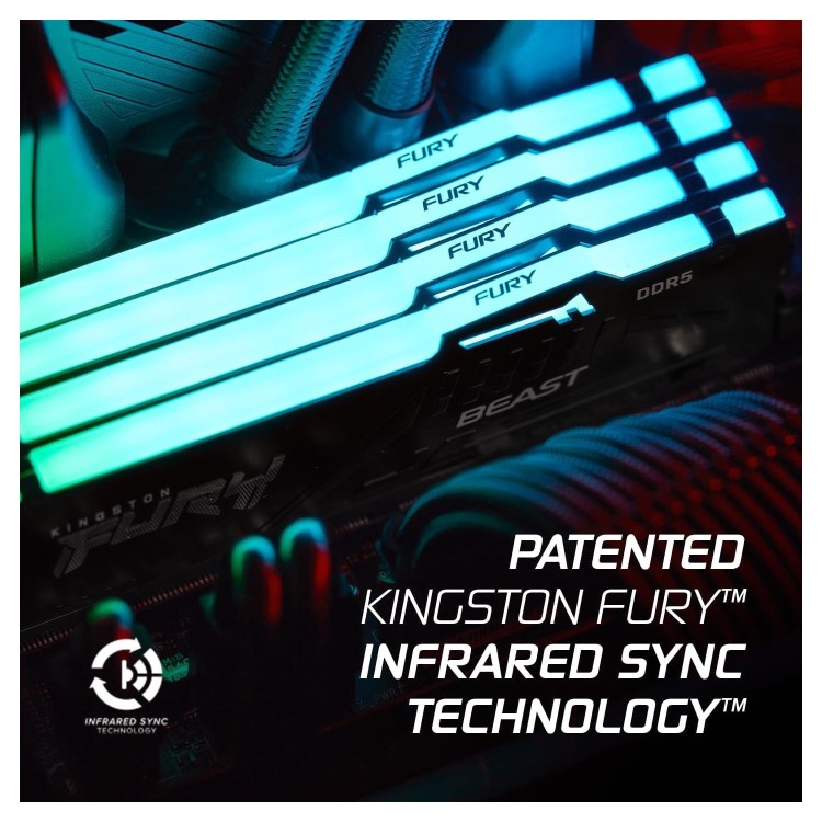 Kingston FURY Beast RGB 64GB (2x32GB) DIMM 6000MT/s DDR5 Desktop Memory