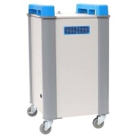 LapCabby 16 Port Charging Trolley Vertical Compact charges 16 devices up to 17 screen size – laptops and Chromebooks including protective cases.