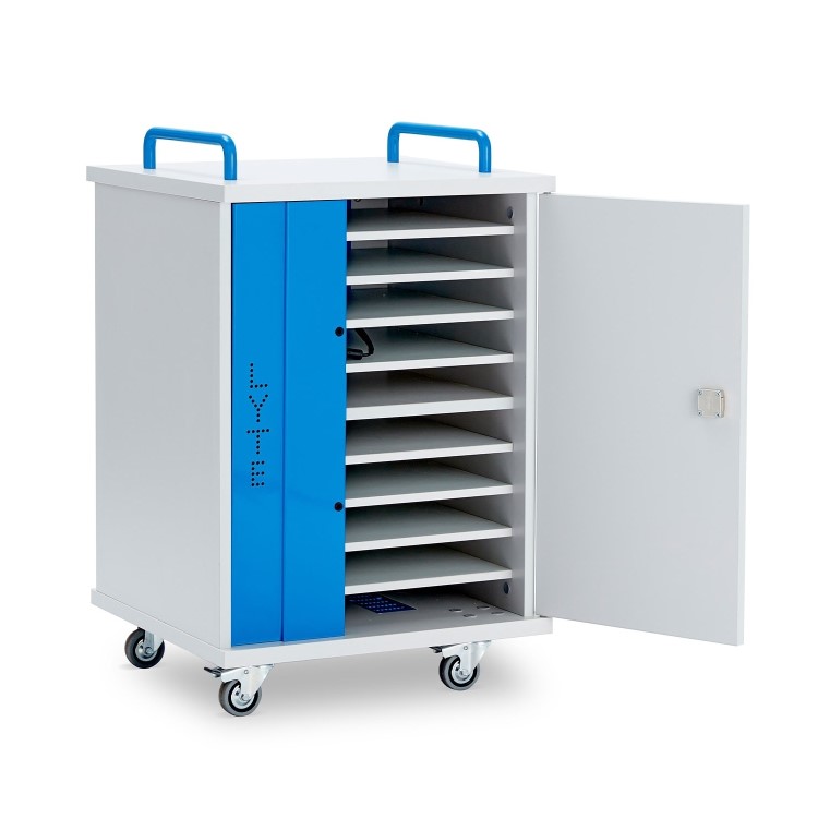 LapCabby Lyte Single Door 10 Laptops or Chromebooks and Tablets up to 15.6" Charging Trolley