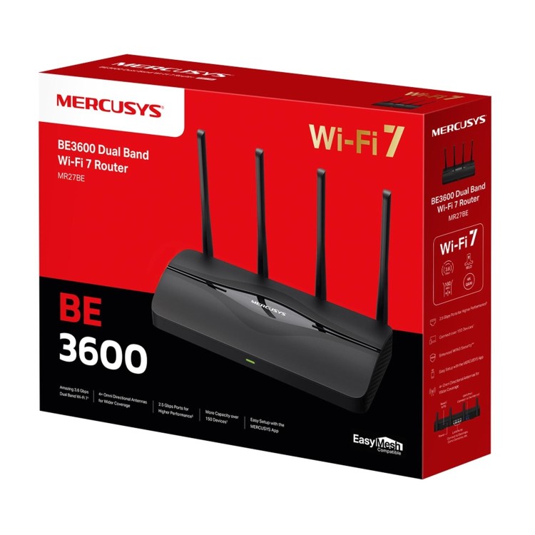 Mercusys MR27BE V1 - Wireless router 3-port switch - Wi-Fi 7, 1GbE, 2.5GbE Dual Band