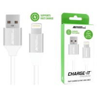 CHARGE-IT Premium 1 Metre USB-A to Lightning Cable - White
