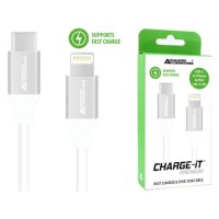CHARGE-IT Premium 1 Metre USB-C to Lightning Cable - White
