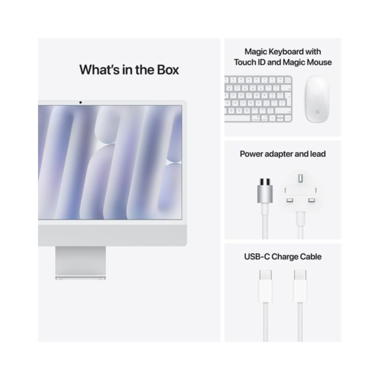 Apple iMac 2024 M4 10-Core 16GB RAM 256GB SSD 24 Inch 4.5K All-in-One PC - Silver