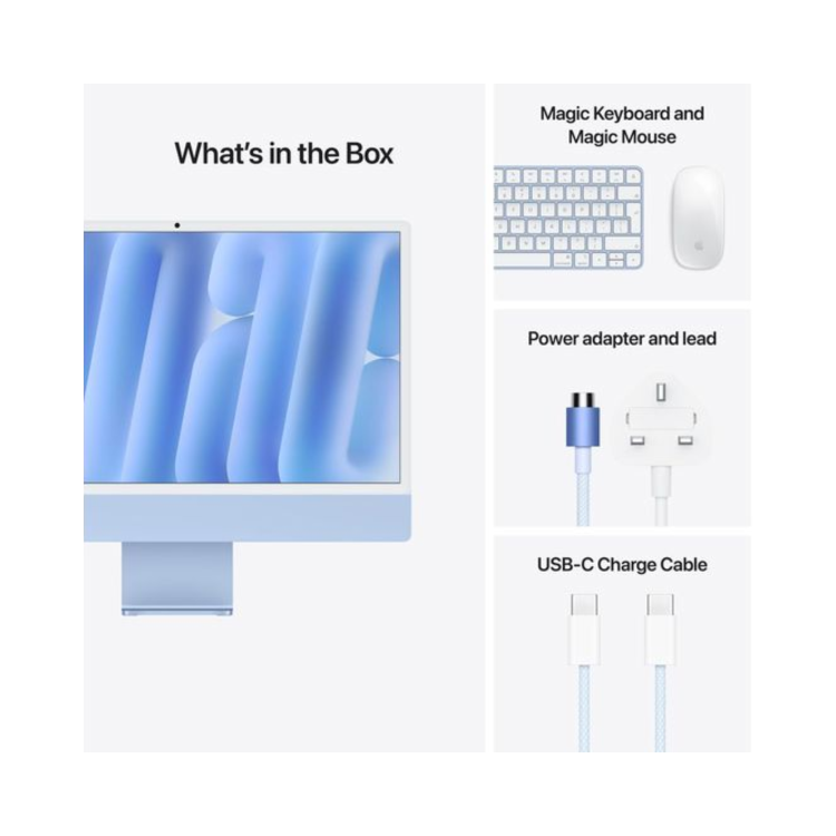 Apple iMac 2024 M4 10-Core 16GB RAM 256GB SSD 24 Inch 4.5K All-in-One PC - Blue