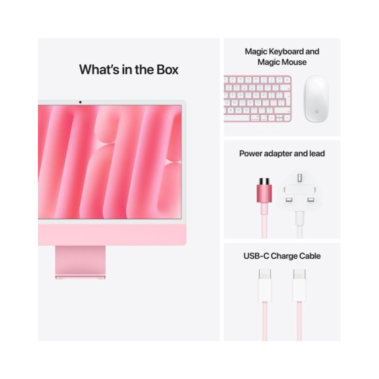 Apple iMac 2024 M4 10-Core 16GB RAM 256GB SSD 24 Inch 4.5K All-in-One PC - Pink